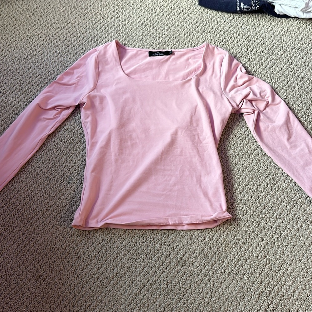 pink long sleeve square neck top, not free people but very similar